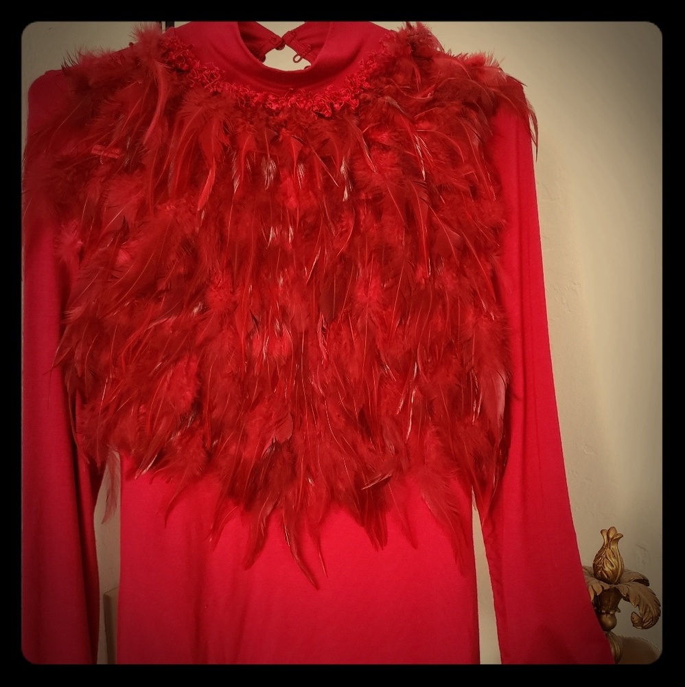 Size large unique feathered top